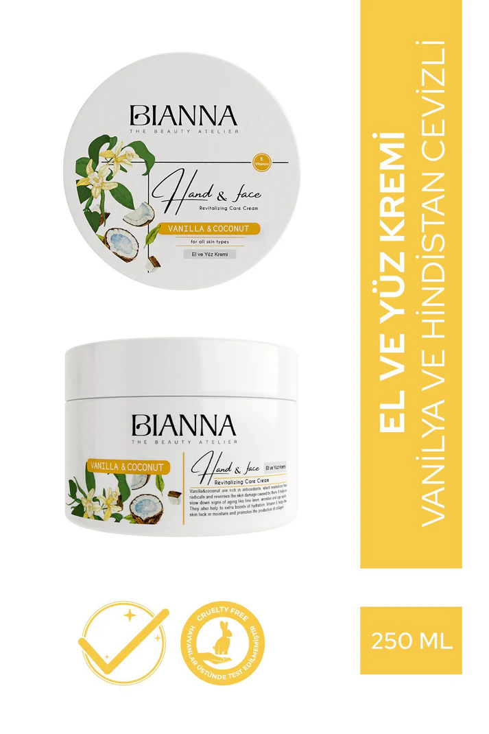 Bianna Vanilya ve Hindistan Cevizli El ve Yüz Kremi - 250 ml