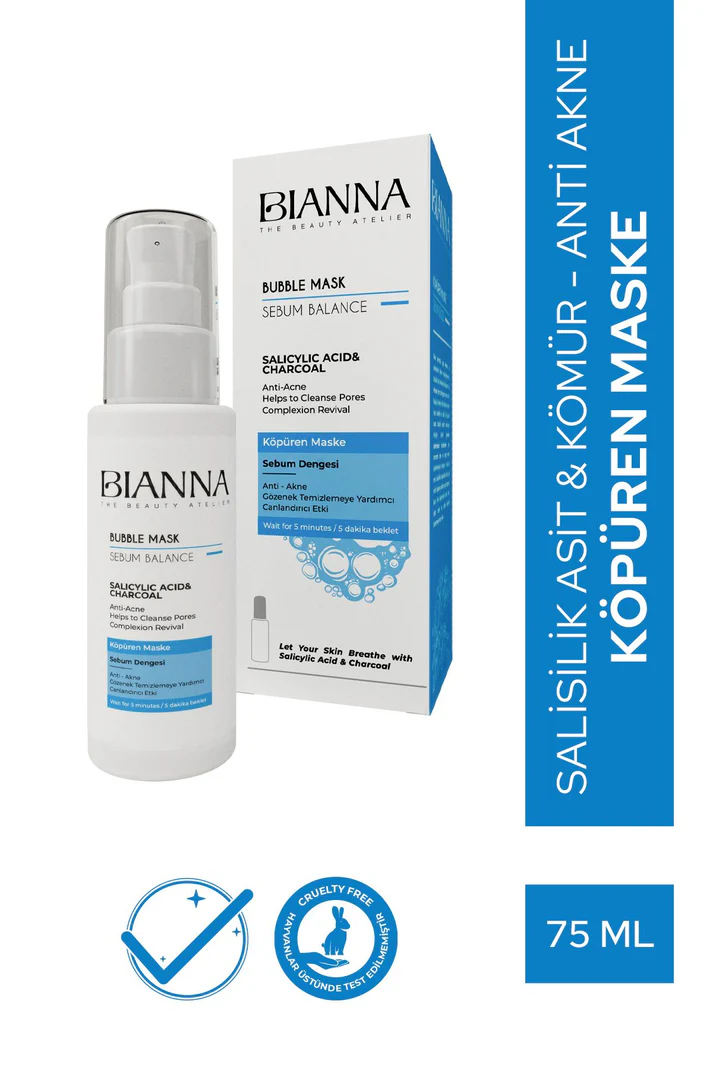 Bianna Bubble Mask Salisilik Asit&Kömür - Anti Akne Köpüren Maske - 75 ml