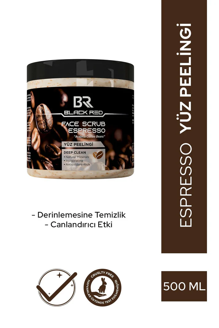 Black Red Espresso Ve Kafeinli Yüz Peelingi - Antioksidan Etkili Canlandırıcı Ve Yüz Peelingi - 500 ml