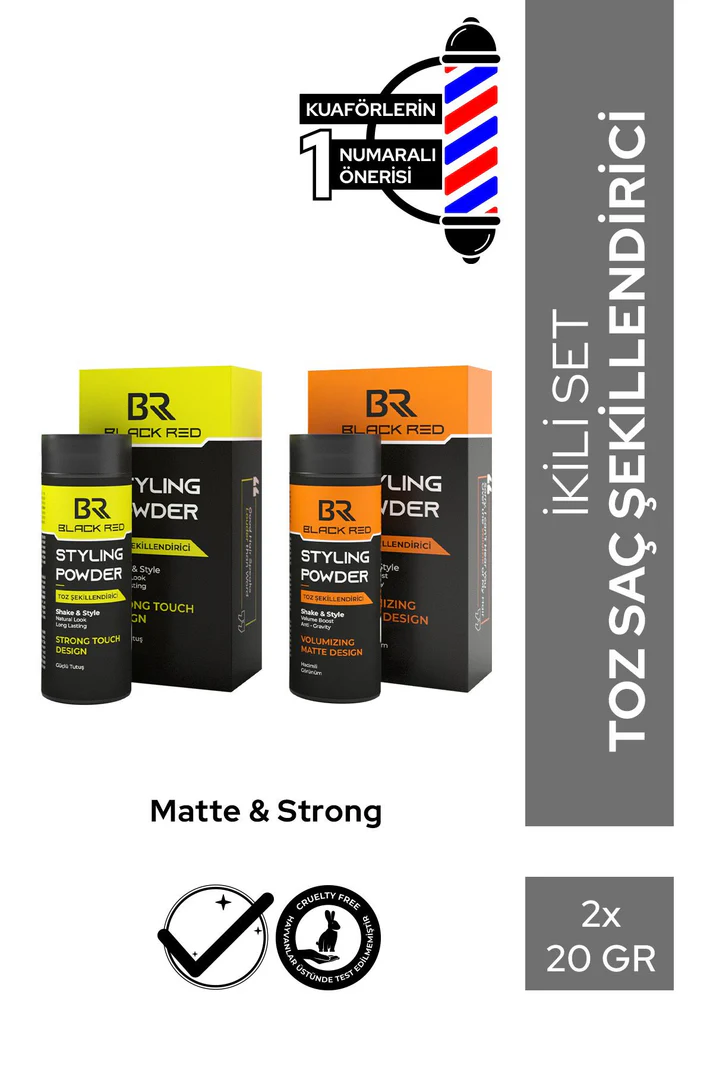 Black Red Saç Şekillendirici Toz Wax - Matte & Strong Toz Wax İkili Set