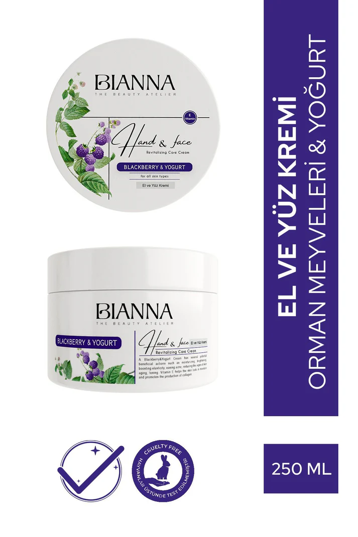 Bianna E Vitaminli El Ve Yüz Kremi Orman Meyveli Ve Yoğurt Özlü Canlandırıcı Yüz Kremi - 250ml